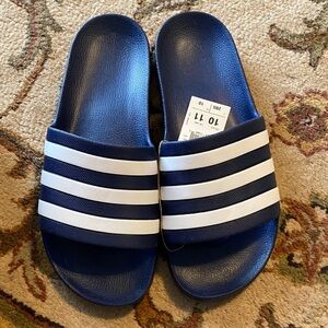 NIB Classic adidas Blue and White Slide Sandals